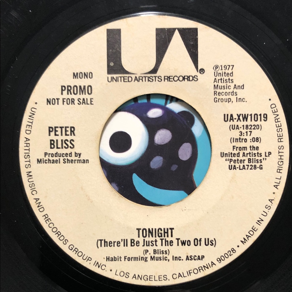 Peter Bliss Vinyl 45 Record Tonight ‘77
